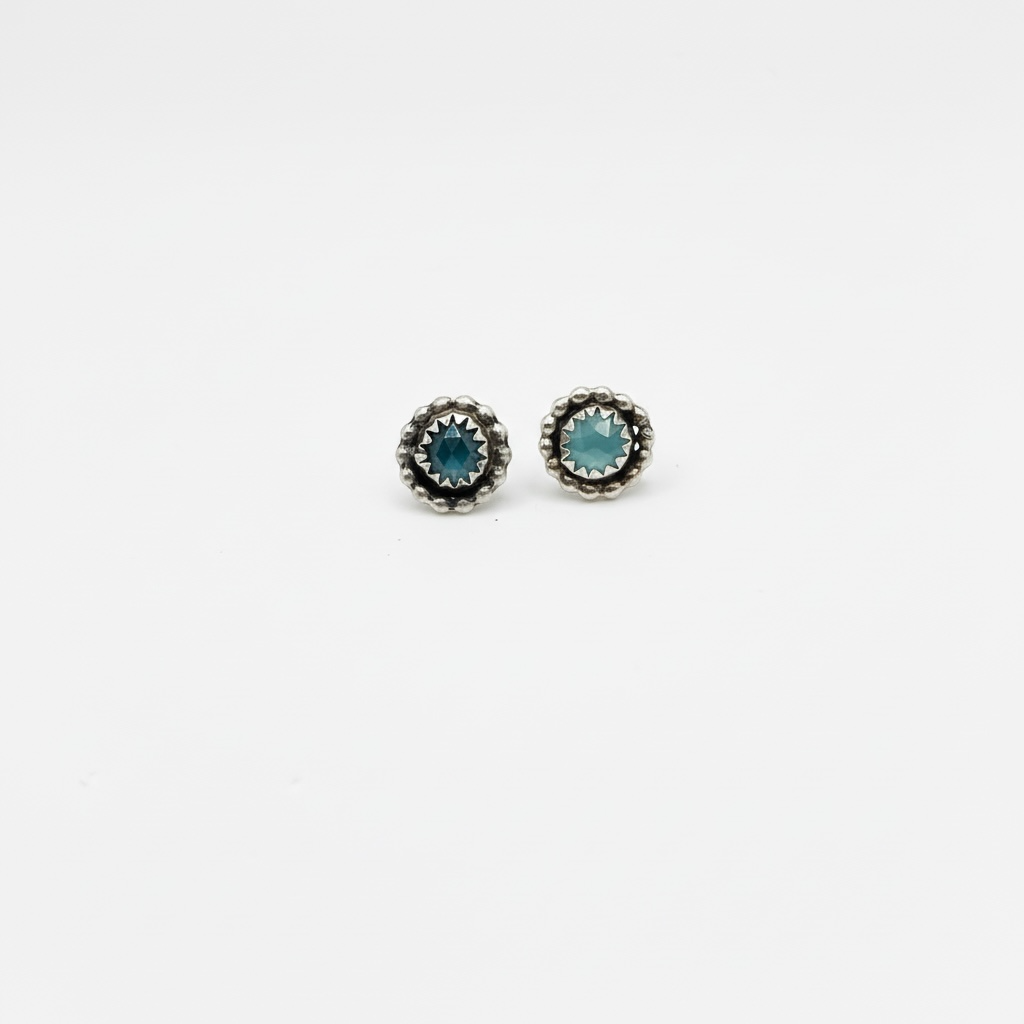 Chalcedony Dew Halo Studs