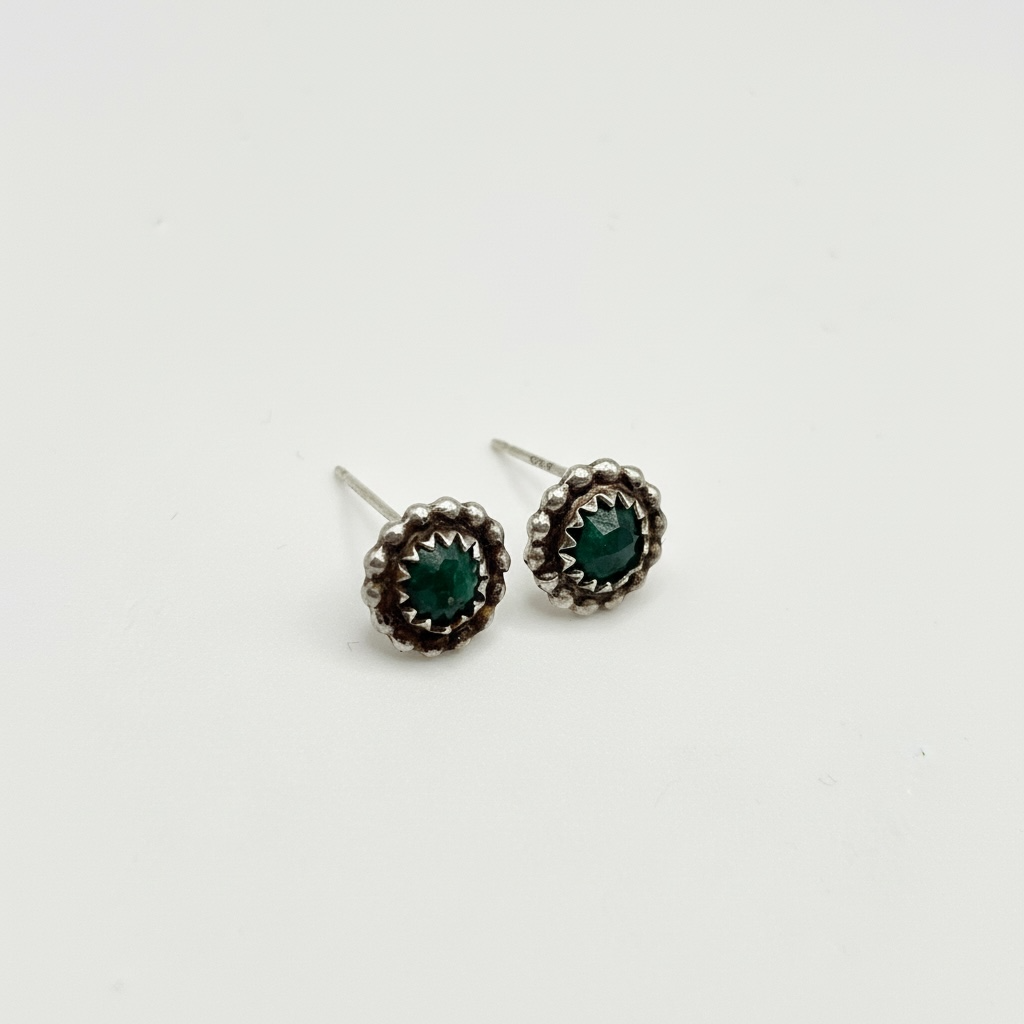 Emerald Dew Halo Studs